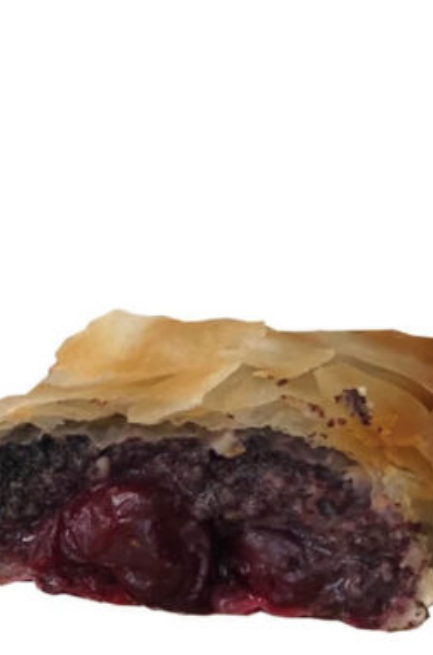Low Carb Sour Cherry and Poppy Seed Strudel